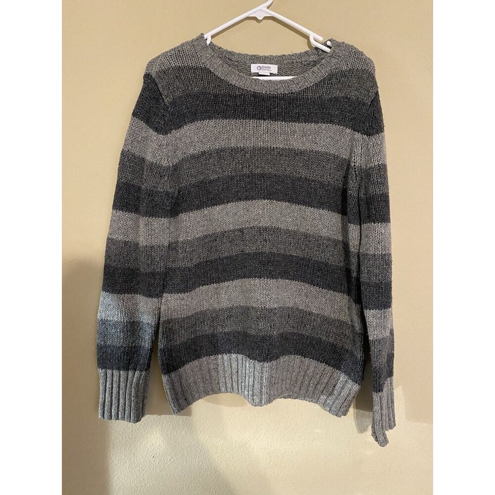 Gander Mountain Guide Series Women's Knit Wool blend Sweater Gray Striped Sz XL